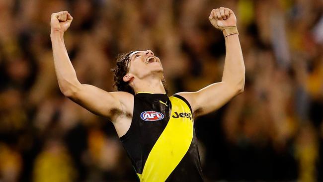 Daniel Rioli celebrates Richmond’s preliminary final win.