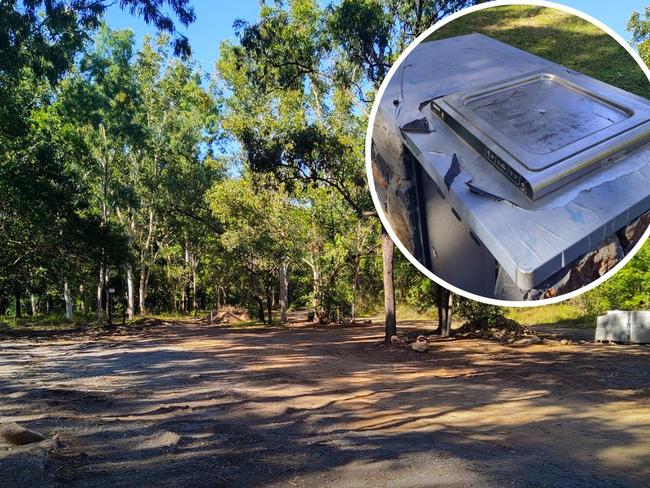 A visitor to the Alligator Creek day use area said the carpark was ripped up unnecessarily and a barbecue vandalised. Picture: Supplied.