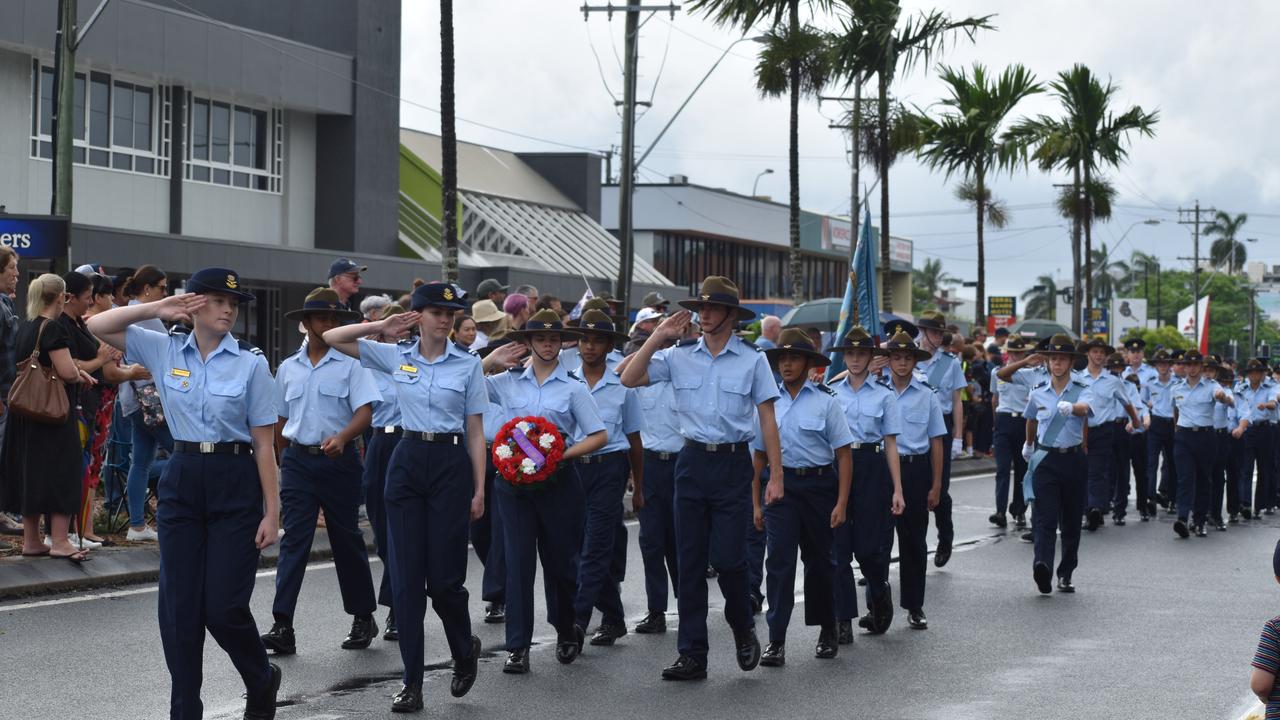 air force personnel at the Mackay Anzac Day Main Service, 2021. Picture: Chloe Waddell