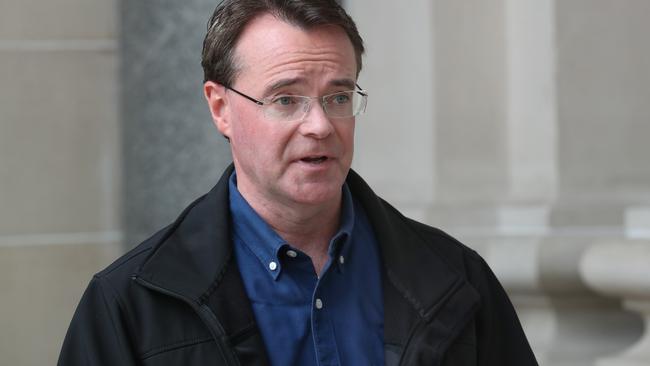 Victorian Opposition Leader Michael O’Brien speaks at Parliament House in Melbourne on Sunday. Picture: David Crosling