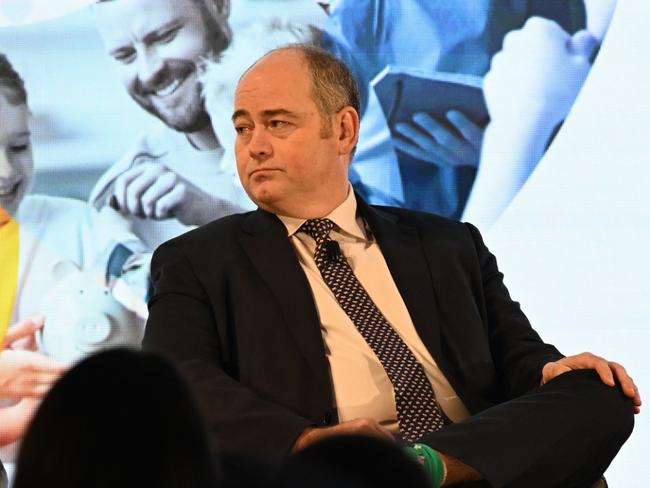 (L-R) Marnie Baker, ABA Deputy Chair & CEO, and Andrew Irvine, ABA Chair & Group CEO at the Australian Banking Association (ABA) 2024 Banking Conference 'Resilient and Ready' at Melbourne Convention and Exhibition Centre, June 26, 2024. Picture: Supplied / ABA