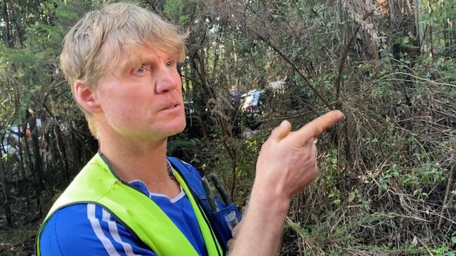 Rescuer Ben Gibbs found William in the bush, just 300m from where he was last seen.