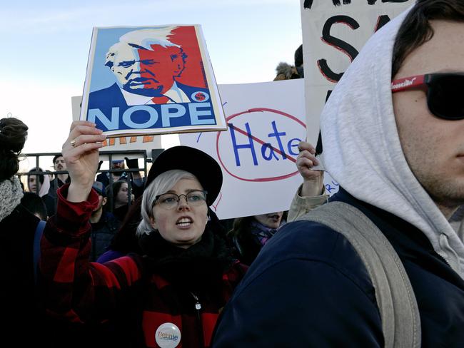 Protesters march in Chicago before the rally was cancelled.