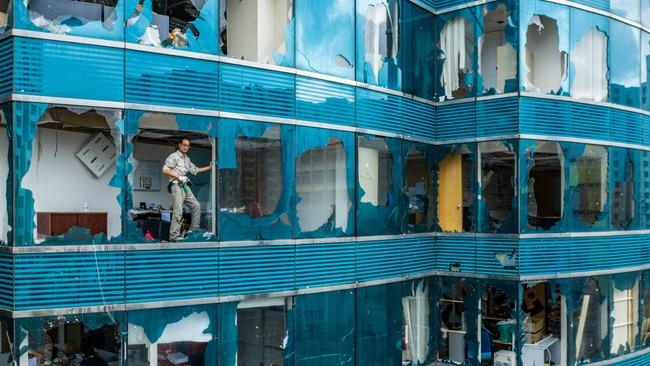 The aftermath of Typhoon Mangkhut in Hong Kong. Picture: Getty.