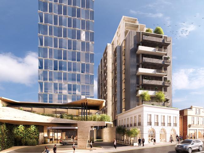 An artist’s impression of Fragrance Group’s twin towers hotel proposal in North Hobart. Picture: SUPPLIED