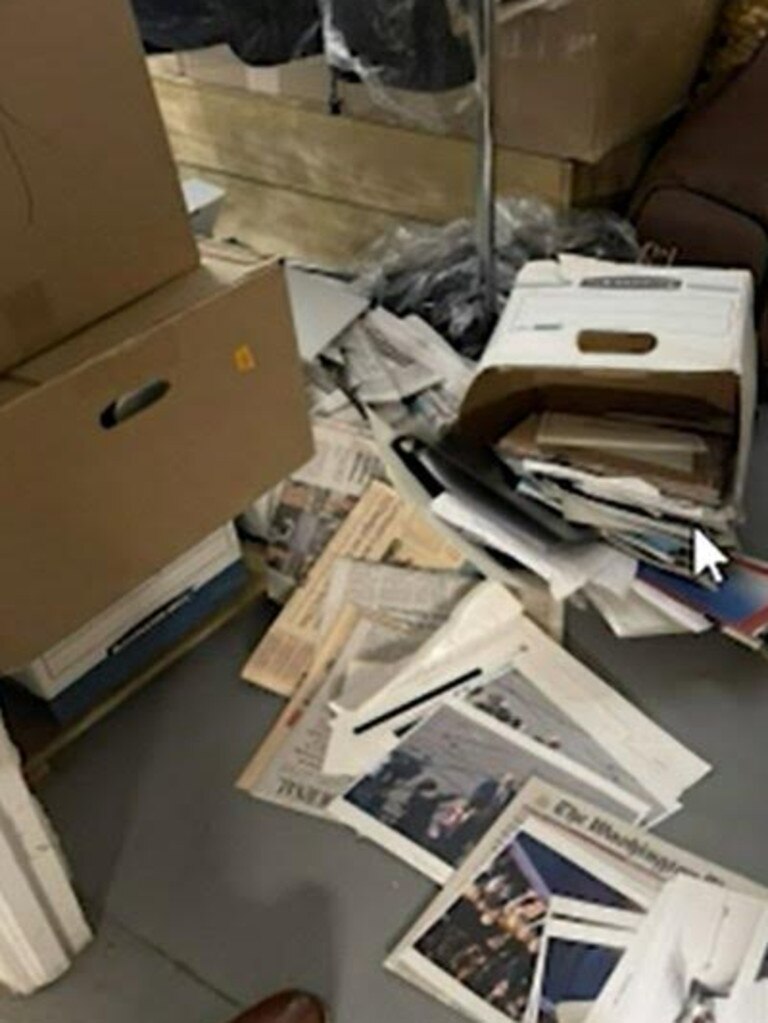 Documents strewn across the storage room floor at Donald Trump’s home.