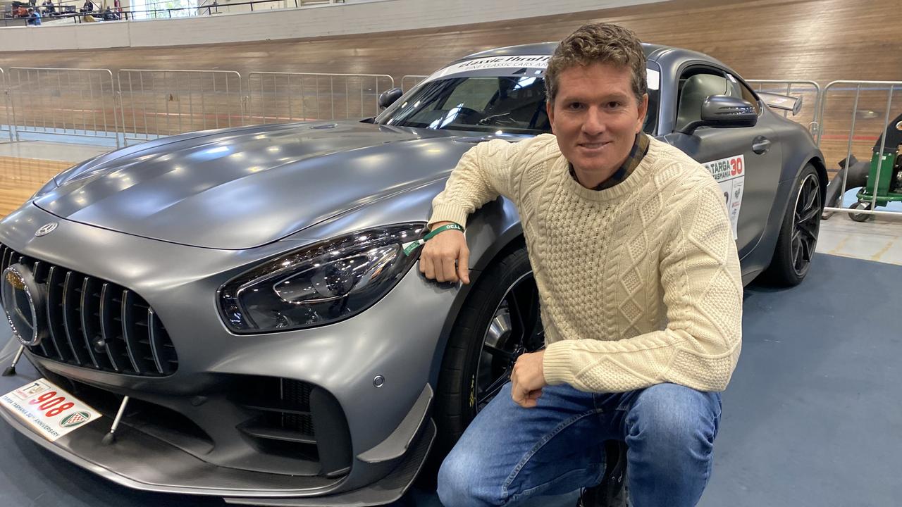 Luke Anear and his 2018 Mercedes Benz GT-R. He has been filming a documentary on Targa Tasmania for Netflix. Picture James Bresnehan