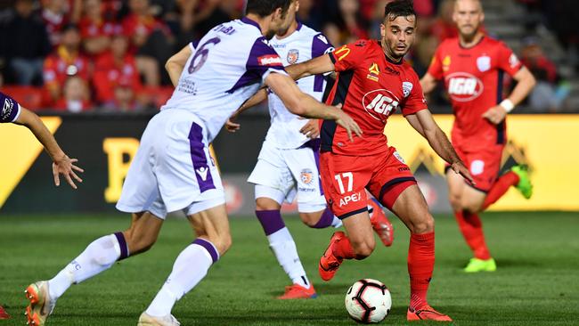 Nikola Mileusnic has managed four goals and three assists in 16 matches for Adelaide United during an injury-interrupted A-League campaign. Picture: AAP Image/David Mariuz