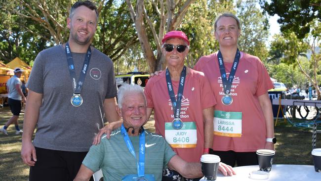 Glen Lomman, Michael Smith, Judy Smith and Larissa Stella at the Noosa Marathon 2024.