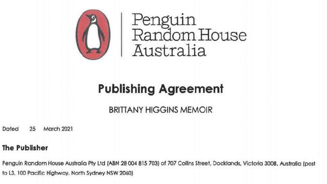 The Federal Court heard last year that Ms Higgins entered into a $325,000 book deal with Penguin Random House. The memoir was never published. Picture: Supreme Court