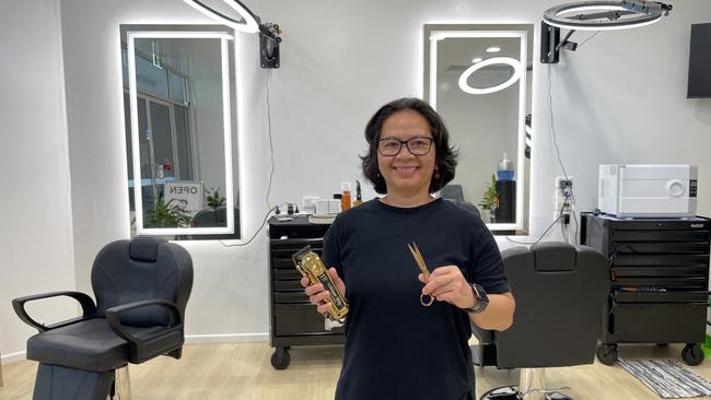 Rosita Barbershop owner Rosita Ballada is excited to open her new business at Crestbrook Plaza. Picture: Leighton Smith.