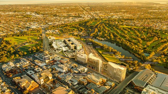 Adelaide’s BioMed precinct on North Terrace is being used as a drawcard to position Adelaide as the destination of choice for health and medical conventions. Picture: Adelaide Convention Centre