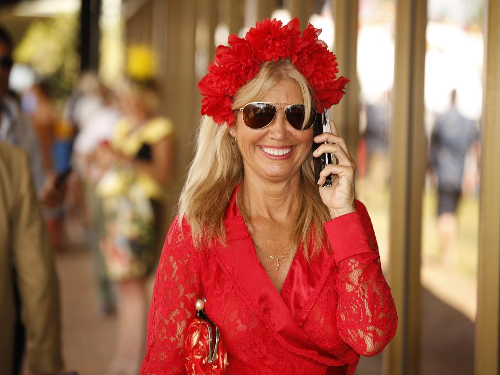 Julie Johnson enjoys the 2019 Darwin Cup. Picture: GLENN CAMPBELL