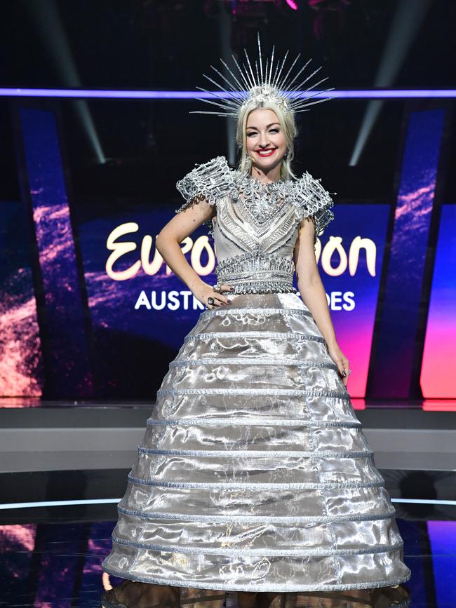 Kate Miller-Heidke on stage for Eurovision-Australia Decides. (AAP Image/Darren England)