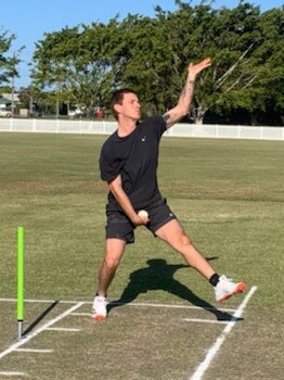 Adam Zampa bowling at Fripp Oval In Ballina.