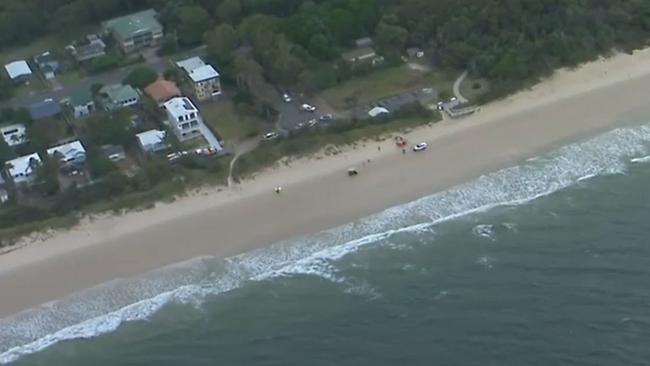 Emergency services were called to Woorim Beach on Bribie Island on Monday afternoon. Picture: 7News