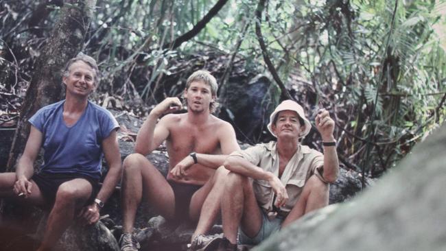 Peter Haskins, Steve and Bob Irwin on a croc trapping trip in the 80s. Picture: supplied