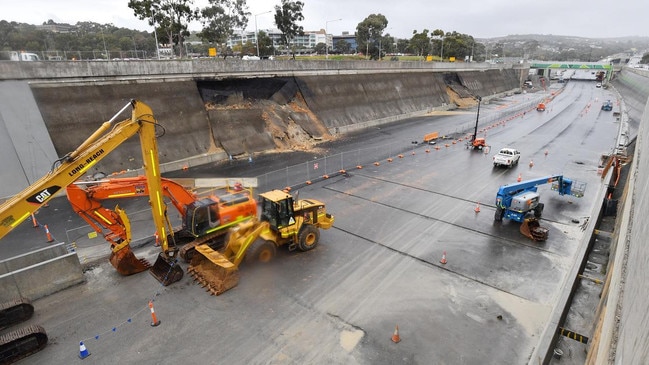 The two sections of the collapsed revetment wall at the Darlington project in 2019. Picture: David Mariuz