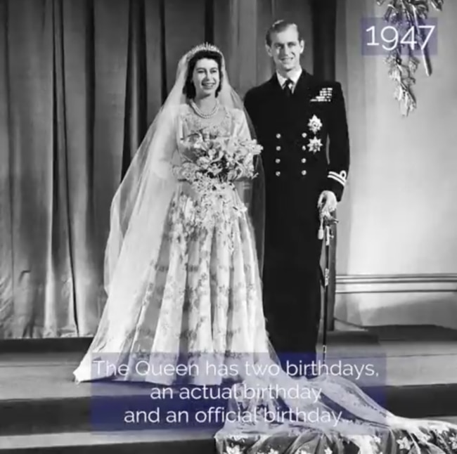  The day the Queen got married was captured in the photos. Picture: Twitter/Royal Family