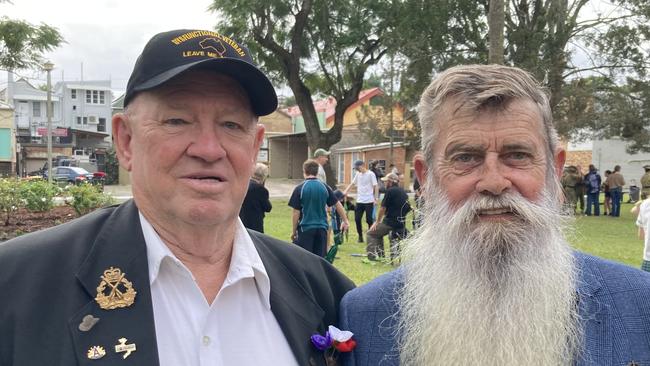 Gympie Anzac Day service 2022 - Alan Steptoe and Barry Summers.