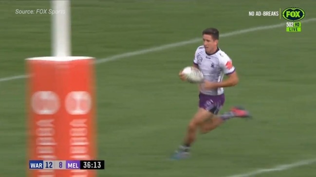 Cooper Johns scores try in NRL trial match for Melbourne