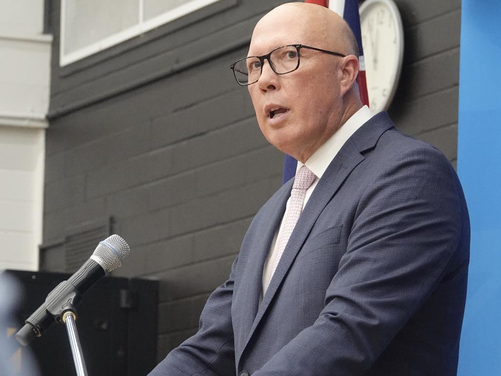 Opposition leader Peter Dutton holds a campaign-style rally in the Labor-held seat of Chisholm. Picture: Valeriu Campan