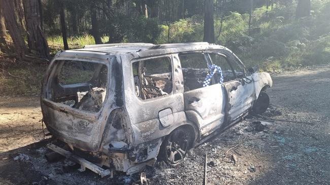The burnt out vehicle found in Colbrook. Photo: Victoria Police