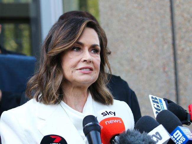 SYDNEY, AUSTRALIA: Newswire Photos : APRIL 15 2024: Lisa Wilkinson leaves the Federal Court in Sydney and addresses the media after Justice Michael Lee hands down his judgment following a bruising defamation trial between Bruce Lehrmann and Network 10 over Brittany Higginsâ rape allegation. Trial. Picture: NCA Newswire / Gaye Gerard