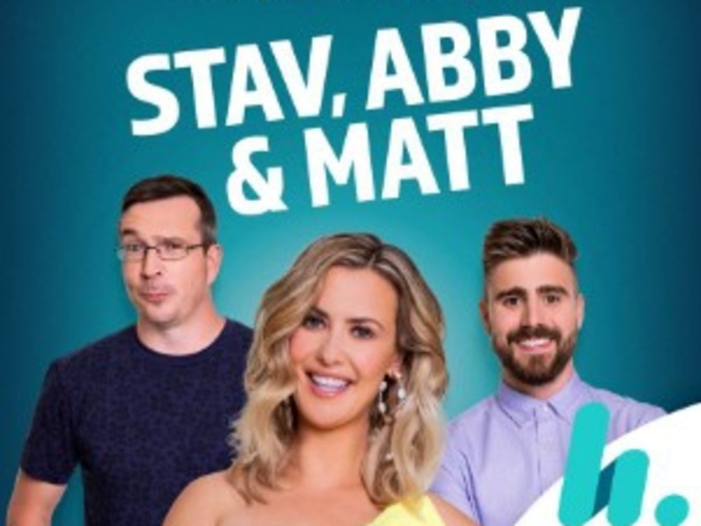 Stav, Abby and Matt host the B105 breakfast show on the Hit network. Picture: Supplied