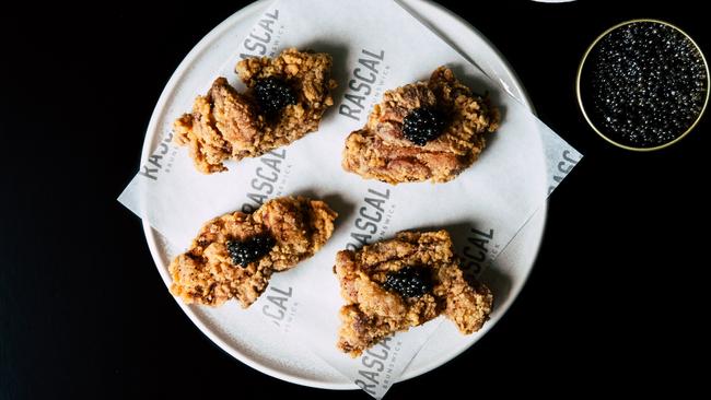 Highbrow-lowbrow, take your pick: fried chicken with caviar