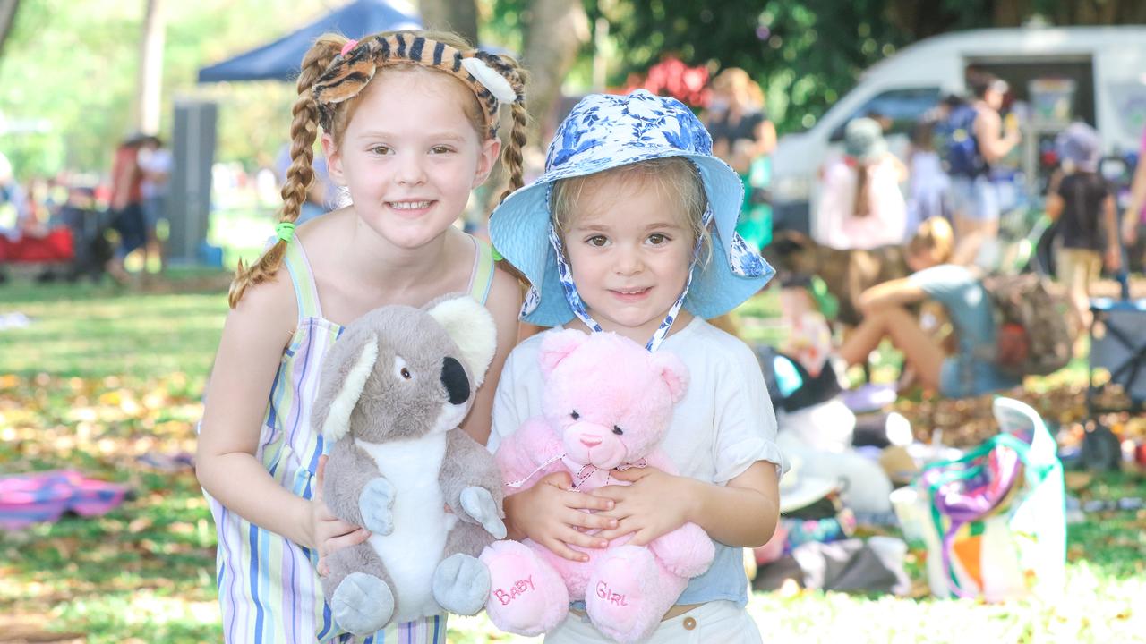 Jorgie and Gracie McHugh at the Teddy Bear’s Picnic on the Esplanade. Picture: Glenn Campbell