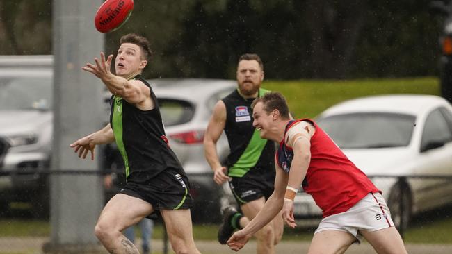 SFNL: Doveton’s Samuel Muirhead keeps his eye on the ball. Picture: Valeriu Campa