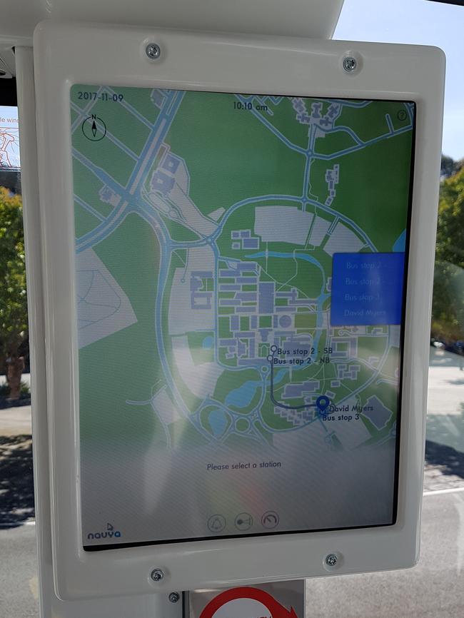 The touchscreen on board La Trobe University's self-driving bus.