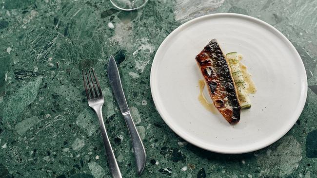 Char-cooked blue mackerel comes with a delicate eel sauce