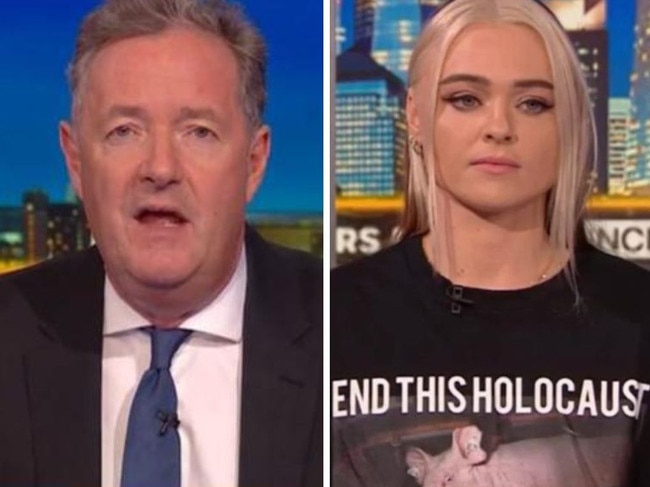 High-profile vegan activist Tash Peterson has clashed with British media personality Piers Morgan in a fiery TV segment.