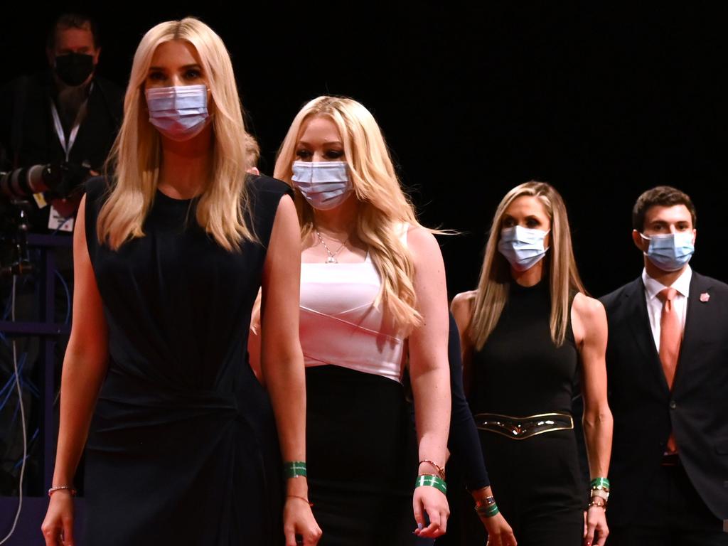 Ivanka, Tiffany and Lara at the final debate in Tennessee. Picture: JIM WATSON / AFP