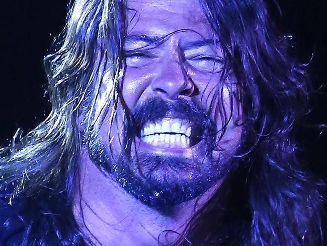 Dave Grohl. Foo Fighters perform live at ANZ Stadium, Homebush Sydney. Picture: Bradley Hunter