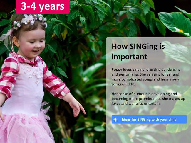 The importance of singing is just one of the areas looked at in detail on the website.