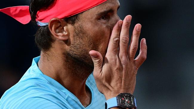 Spain's Rafael Nadal keeping time on court with his $1.4m Richard Mille watch