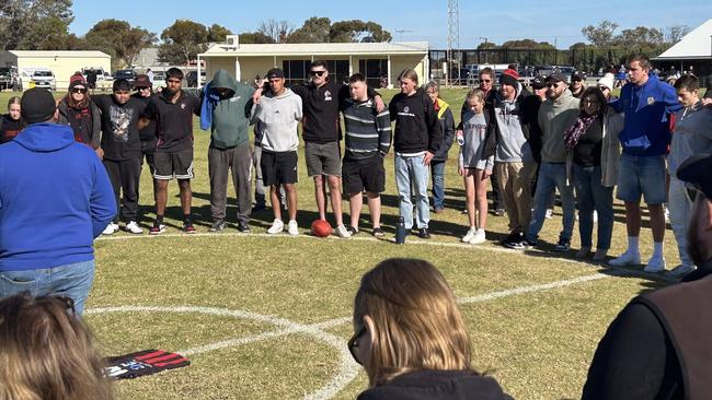 Tyson Freund's football club Jervois paid tribute to the player following his death, placing his guernsey in the middle of a circle of the under 18 players. Picture: Facebook