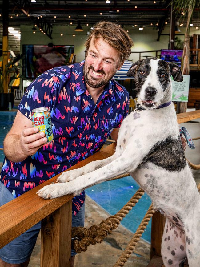 Moon Dog World owner and founder Josh Uljans with his dog Edie. Picture: Nicole Cleary