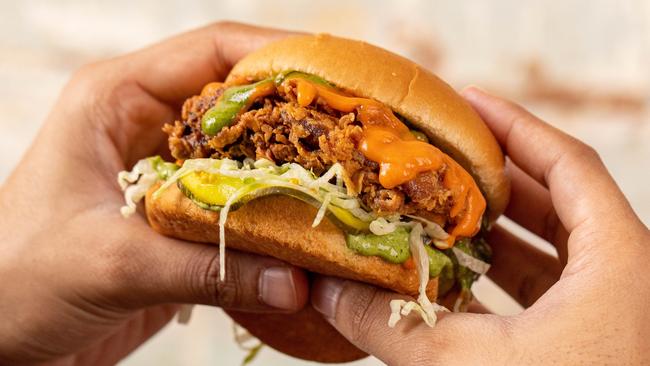 The fried chicken burger at Corner Deli.