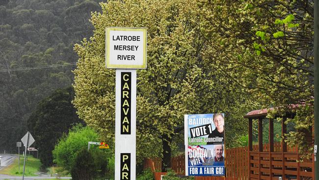 Latrobe Mersey River Caravan Park at Latrobe. Flood waters on the North-West coast. Picture: Simon Sturzaker