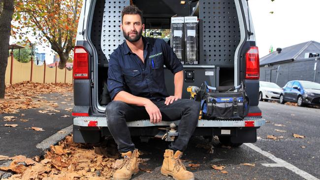 Electrician Justin Stiles, in Melbourne yesterday, backs the proposed superannuation overhaul. Picture: Aaron Francis