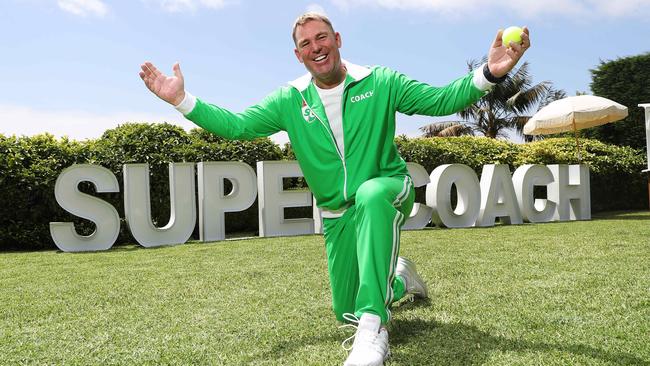 Shane Warne launches KFC SuperCoach BBL in a backyard cricket match in Mosman, Sydney. Picture: Brett Costello