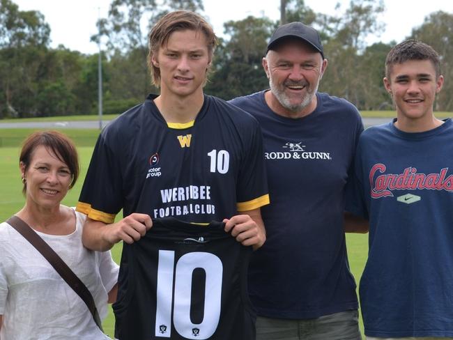 Ryan Eyers with family members ahead of his debut for the Bees.