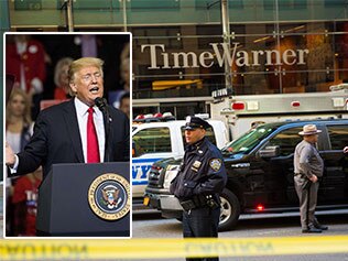 donald Trump and police outside CNN