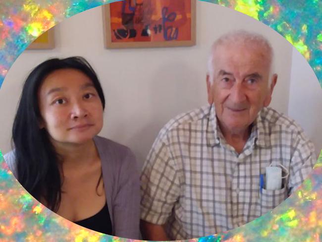 Former opal miner Eric Mavropoulos, 86, and Angela Chu, 50, an international gem dealer.