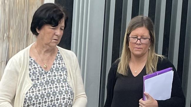 Kim Vaughan (right) leaves Ringwood Magistrates Court with her mother on January 31, 2023. Picture: Kiel Egging