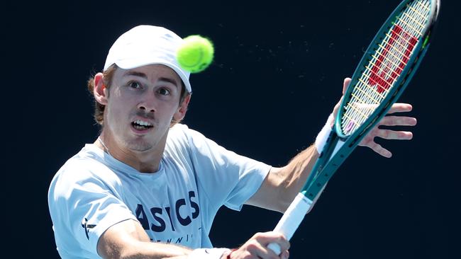 Australia’s biggest hope in the men’s draw, Alex de Minaur, trains ahead of the 2024 Australian Open. Picture: Mark Stewart